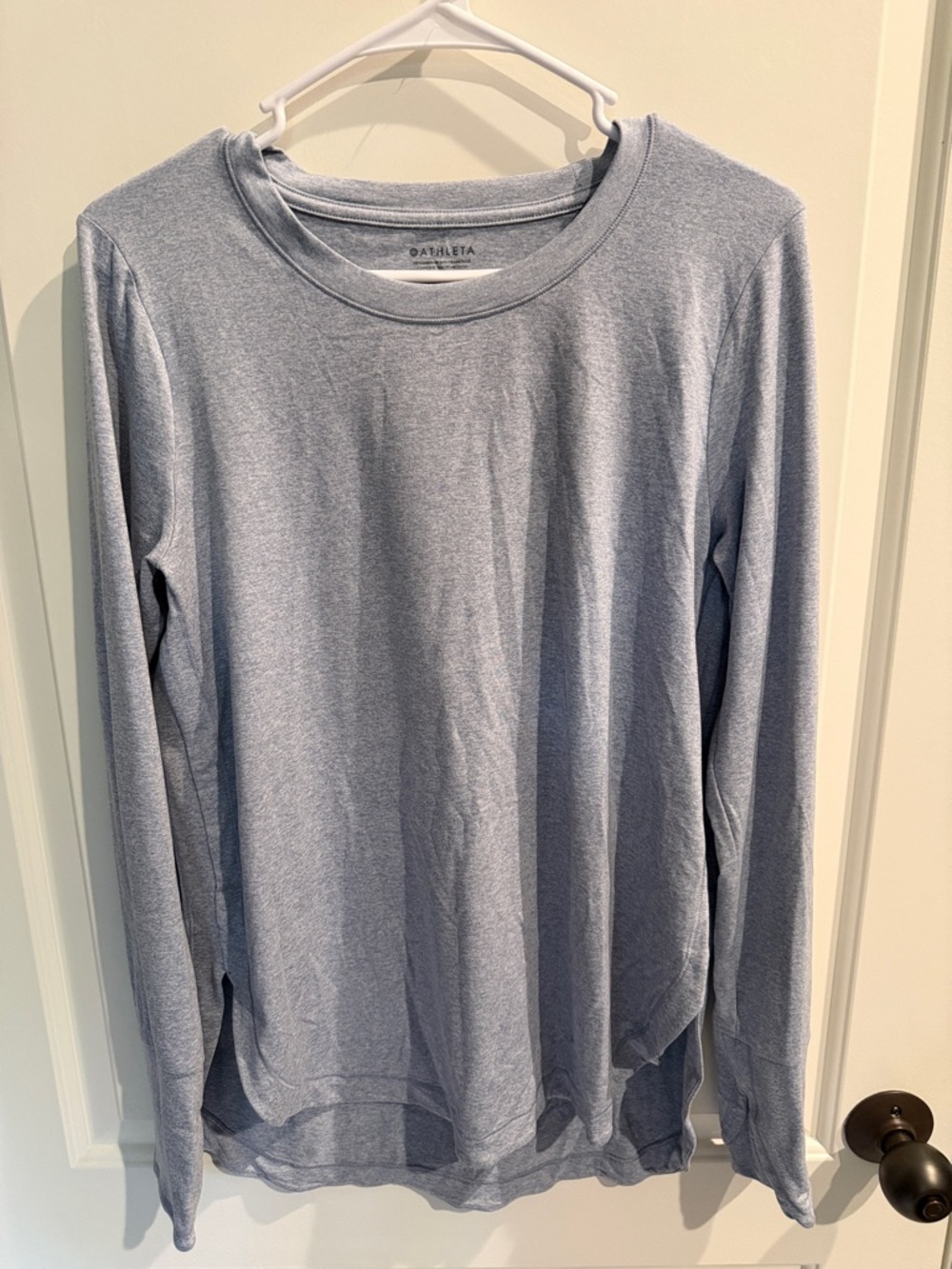 Athleta Pale Blue Heather Long Sleeve Crew